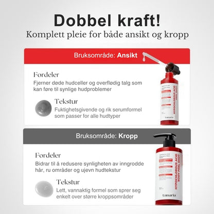 Lunaria Hypoklorsyre Rispeelingshot Duo for Ansikt og Kropp